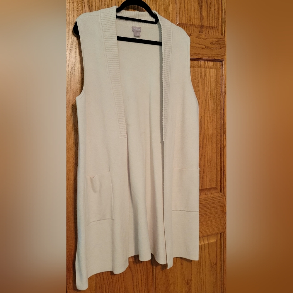 Chico's Cream Sleeveless Cardigan Sweater